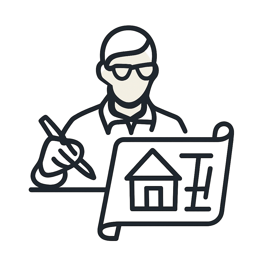 An uomini designe a person holding a blueprint.